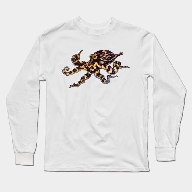 Blue Ringed Octopus Long Sleeve T-Shirt by DeclanTIGERIllustration